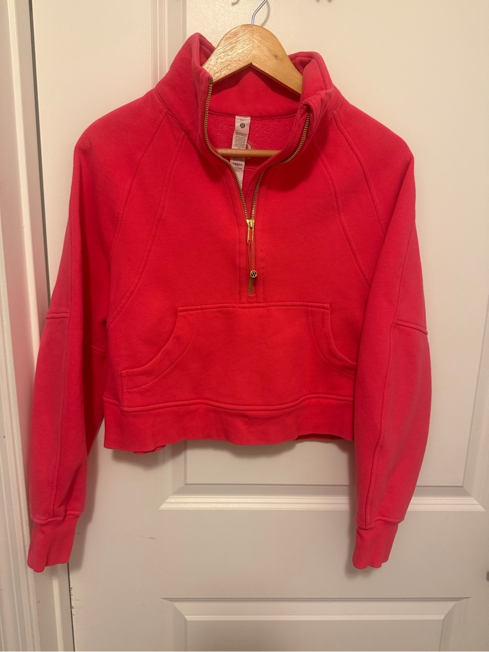 lululemon Cropped Half-Zip Pullover -pink & gold XS/S